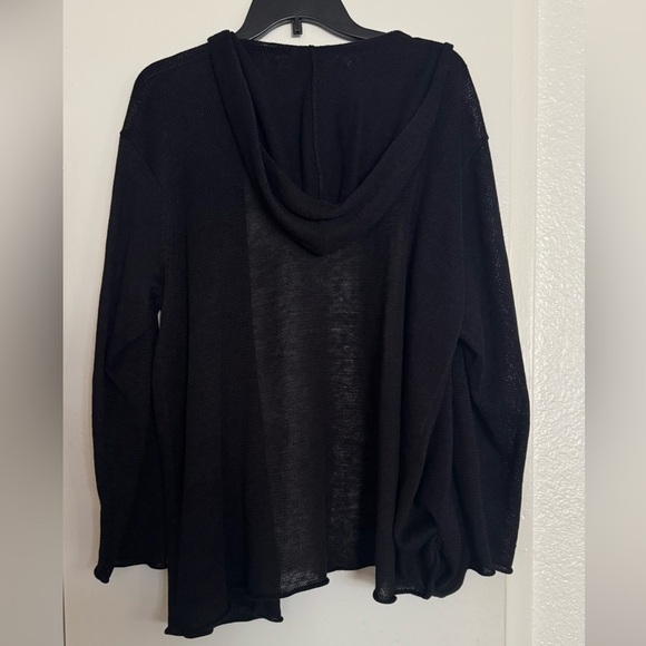 EILEEN FISHER LINEN CARDIGAN 1X OPEN FRONT HOODED SWEATER KNITTED - Picture 5 of 7